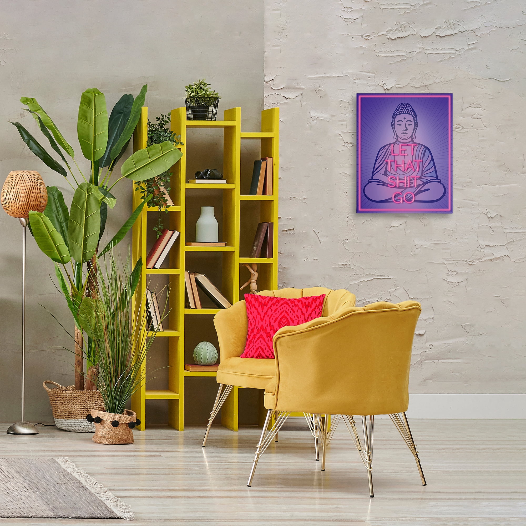 Stupell Industries Let That Sh*t Go Meditation Novelty & Humor Painting Wrapped Canvas Art Print Wall Art, 16 x 20