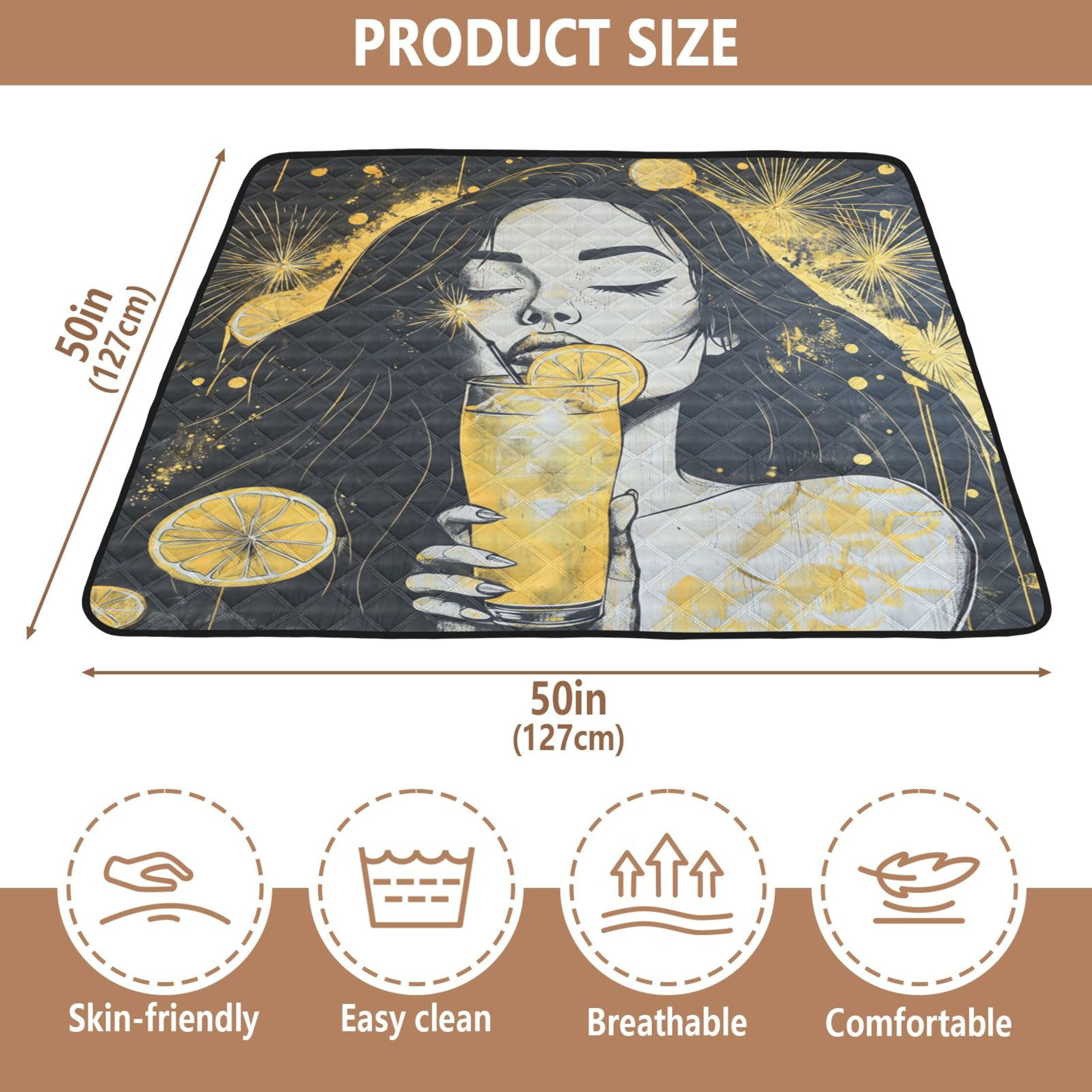 WOBOGO Blackhair Lass Baby Playmats Extra Large Waterproof Rollable Activity Pads for Toddlers 50×50inch