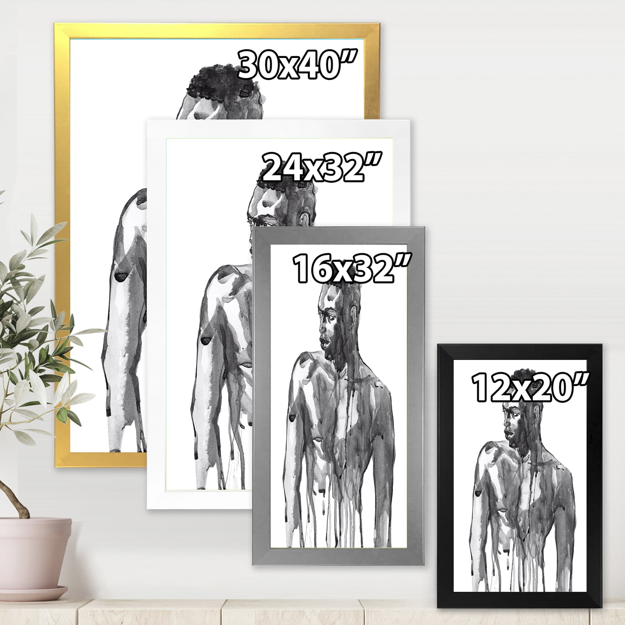 Designart 'Portrait of Handsome African Man On White I' Modern Framed Art Print
