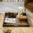 thumbnail image 2 of KINWELL  Square Black Walnut Wood Serving Tray Ottoman Tray with Handles 24"x24"x2.4", 2 of 4