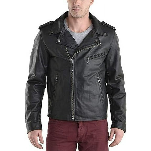 Men's Genuine Lambskin Leather Jacket Biker Soft Stylish Motorcycle Jacket MJF054