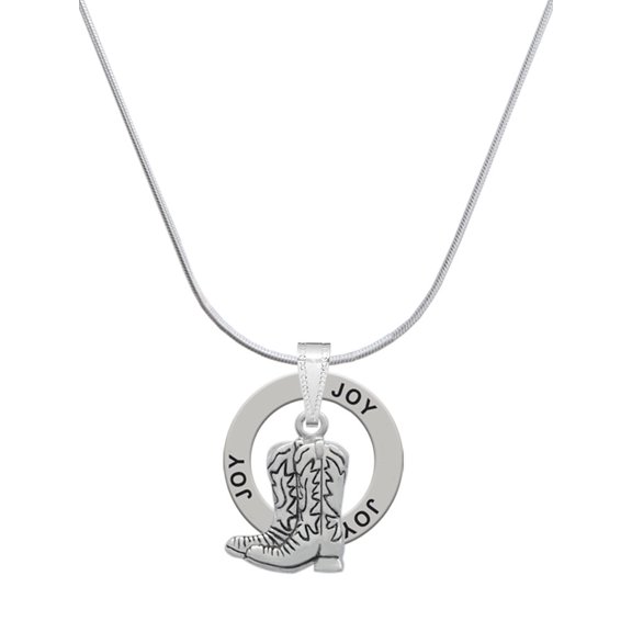 Delight Jewelry Silvertone Cowboy Boots Joy Ring Charm Necklace, 18"
