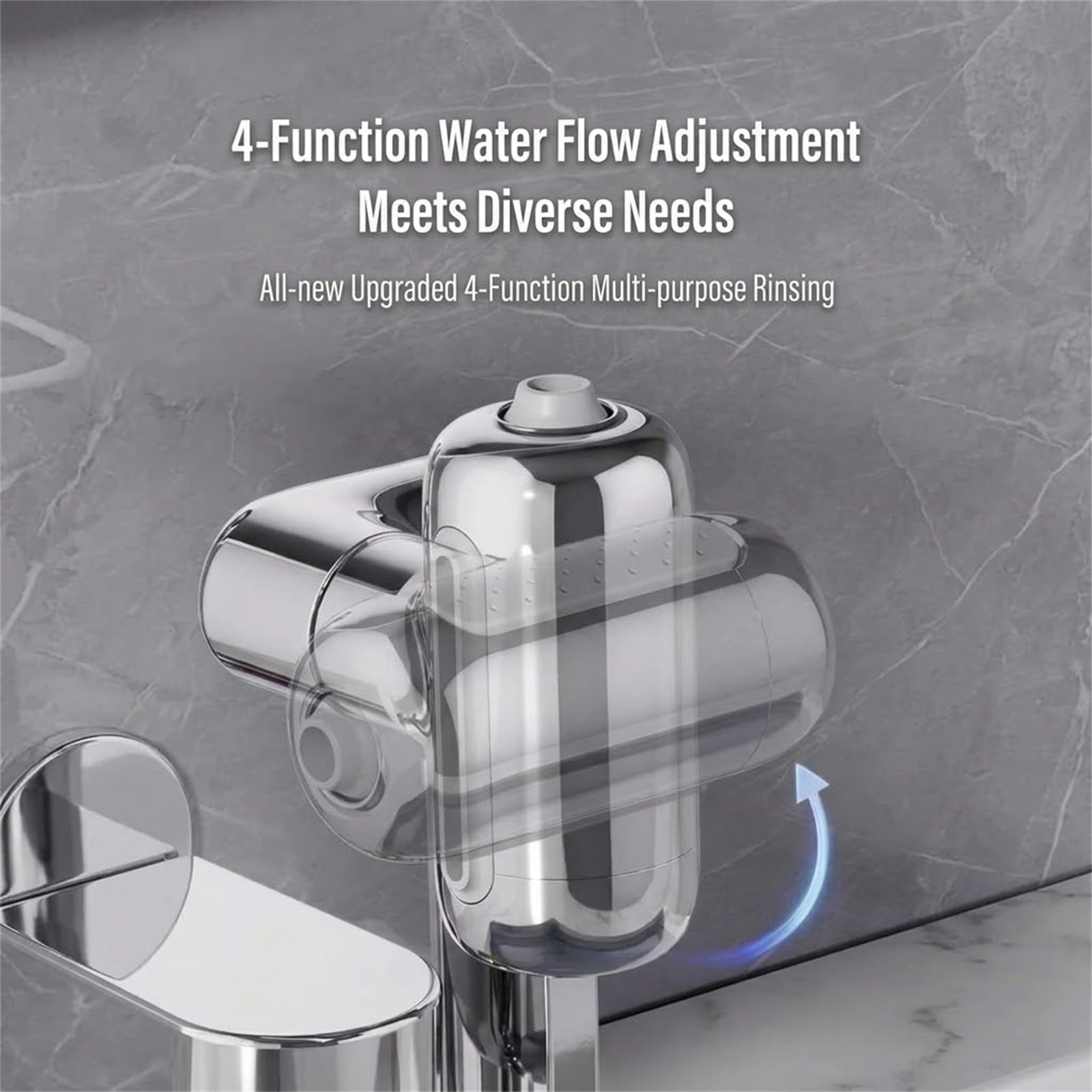 1080° Rotating Faucet Extender with Upward Facial Mist, 4 Water Modes & Built-In Filter, Brass Robotic Arm Aerator Attachment, Adjustable Sink Sprayer for Kitchen Bathroom