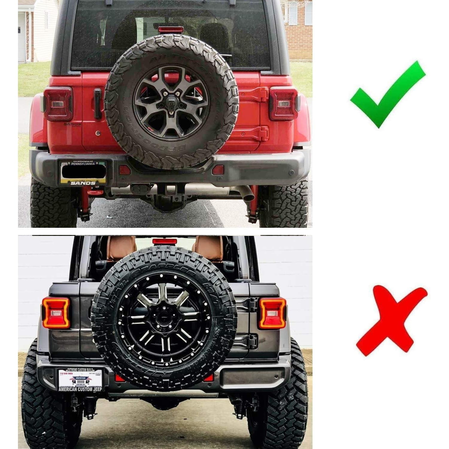 Rear Spare Tire Mount License Plate Relocator Bracket w/ 12-SMD LED License Plate Light For Jeep 2018-up Wrangler JL
