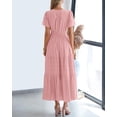 thumbnail image 2 of Vestido casual BTFBM para mujer, verano 2025, cuello en V y cintura elástica, 2 of 7