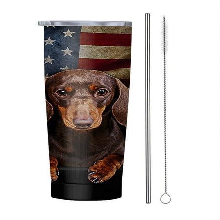 

Chocolate and Tan Dachshund 20oz Tumbler Insulated Stainless Steel Water Bottle Portable Travel Coffee Tea Mug Cup