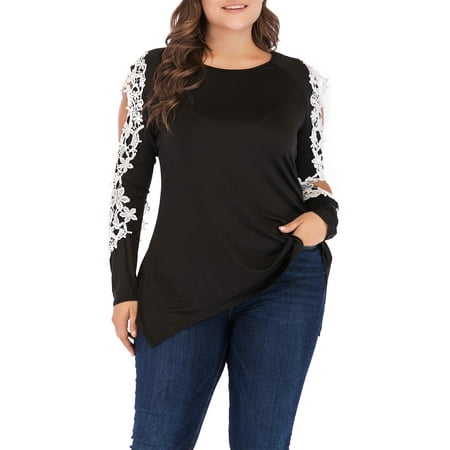 fordel favor Uredelighed SAYFUT Women's Plus Size Asymmetrical Tunic Tops Long Sleeve Blouse Casual  Tunic Top Cold Shoulder Shirt L-5XL Black | Walmart Canada