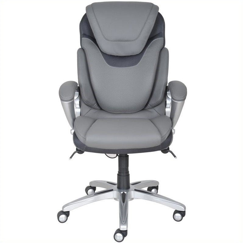 Serta Air Health Wellness Leather Executive Office Chair Light Grey Walmart Com Walmart Com