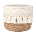 thumbnail image 2 of YYV Bohemian Polyester Woven Storage Basket Small Macrame Organizer with Tassels for Cosmetics Desk Bathroom Nursery Storage Boho Home Decor Gift for Her, 2 of 6