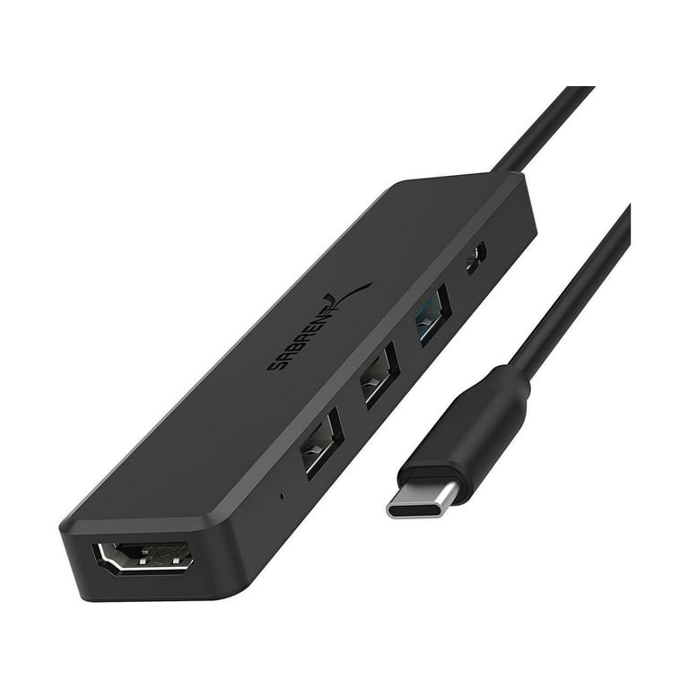 bredde ris Følge efter SABRENT Multi-Port USB Type-C Hub with 4k HDMI | Power Delivery (60 Watts)  | 1 USB 3.0 Port | 2 USB 2.0 Ports (HB-TC5P) - Walmart.com