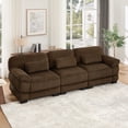 thumbnail image 5 of HUMEHA 104" Corduroy L-Shaped 3-Seater Brown Modular Sectional, 5 of 15
