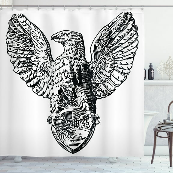 Ambesonne European Shower Curtain, Italian Rome Heraldry, 69"Wx84"L, Black White
