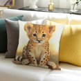 thumbnail image 3 of FCXZI Cheetah Baby Cute Pillow Covers 100% Linen for Home Sofa Couch 20x20in, 3 of 5