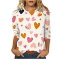 thumbnail image 2 of Sweatshirt Women 3/4 Sleeve Heart Graphic Oversized Crewneck Pullover Loose Travel Drop Shoulder Valentine Tee Shirts Fashion Outfits, 2 of 7
