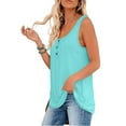 thumbnail image 4 of HAPIMO Women's Trendy Loose Cotton Lined Tank Tops Button Clearance for Teen Girls Solid Color Summer Tees Sleeveless Round Neck Shirts Casual Relaxed Workout Blouses Light Blue L, 4 of 7