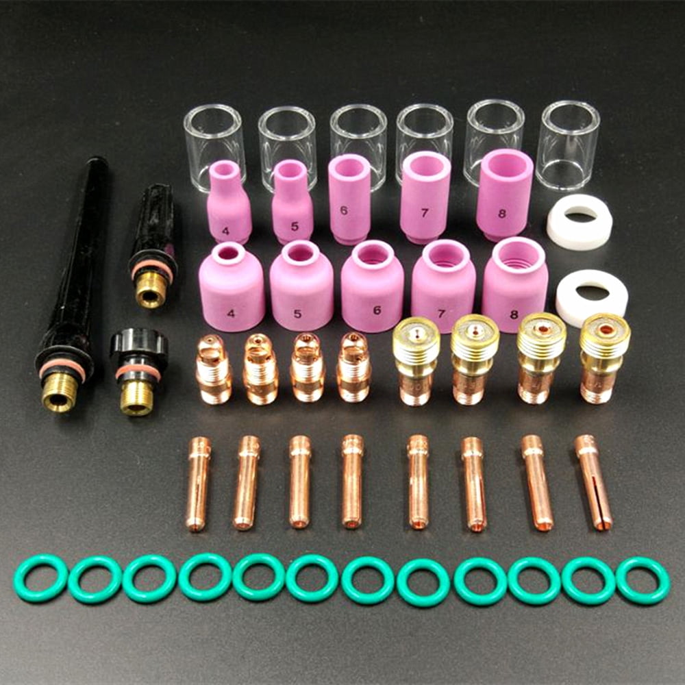 TIG Stubby Gas Lens Collet Body Pyrex Cup 5 6 7 8 10 Kit for DB SR WP 17 18 26 TIG Torch Welding Accessories 33pcs