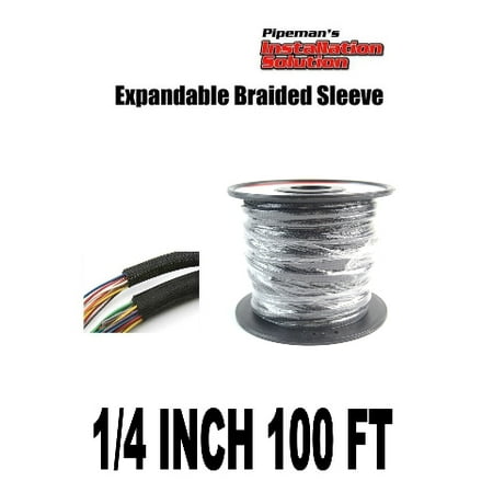 Black 1/4 100ft Braided Expandable Tech Flex Sleeve Wiring Harness Loom Wire