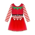 thumbnail image 5 of iEFiEL Kids Girls Christmas Elf Dress Long Sleeve Stripes Tutu Dance Dress Leotard Santa Little Helper Outfit Red 6, 5 of 7
