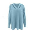 thumbnail image 6 of JINMGG 2024 Fall Winter Plus Size Sweaters for Women Clearance,Fashion Women Solid Color Long Sleeve Pullove V-Neck Casual Sweater Tops, 6 of 6