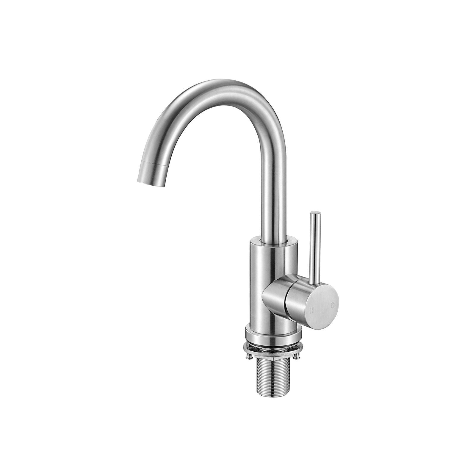 Single Handle Kitchen Sink Faucet Brushed Nickel High Arc Spout with Anti Splash Aerator for Bathroom RV Bar and Public Restroom