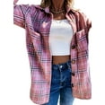 thumbnail image 6 of Kiapeise Womens Shirt Flannel Casual Long Sleeve Fall Blouse Tops with Check Pattern Pockets, 6 of 6