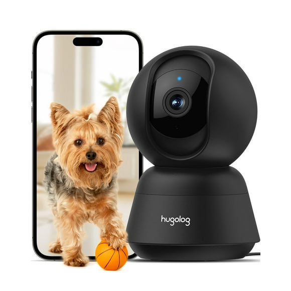 Hugolog - Cámara de seguridad para interiores de 3K 5MP con enfoque automático, visión nocturna de color de luz estrella, IA humana/mascota, reducción de ruido, nube de EE. UU., funciona con Alexa, id