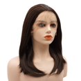 thumbnail image 2 of Hair Synthetic Lace Front Wig Straight Short 15inch Two Tone Brown Mix Heavy Density Realistic Wig Brown, 2 of 4