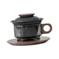 thumbnail image 1 of Tazas de capuchino con platillo Taza de té de vidrio Novedad Taza de vidrio con un solo asa con negro y nogal, 1 of 9