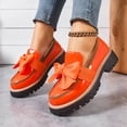 thumbnail image 5 of KEGIRLOM Women's Fashionable Versatile Casual Multi-Colored Plus-Size Shoes Spring/Summer Style Trendy Comfortable Bow Thick-Soled Loafers Orange 9, 5 of 9