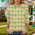 thumbnail image 2 of felwors St Patty's Day Shirt Women 2025 Casual Plus Size 3/4 Sleeve Irish Clover Shirts Funny Saint Patrick's Tunic Tops (Gold, L), 2 of 6