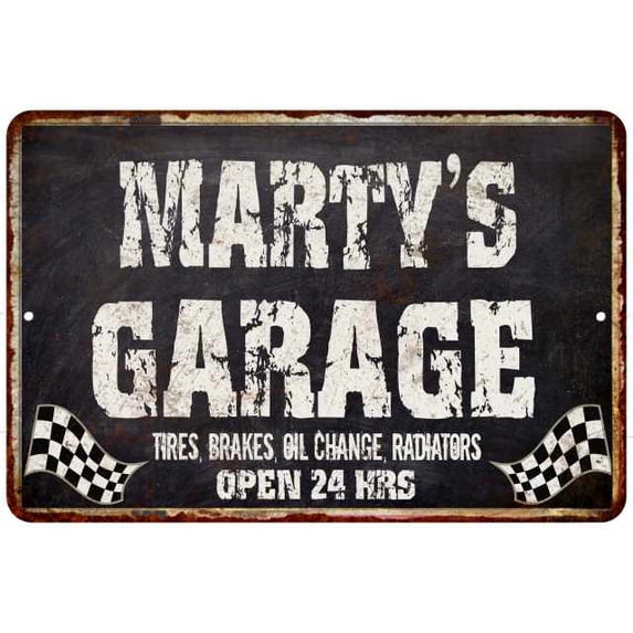 MARTY'S Garage Black Grunge Sign 8x12 Decor Gift 208120005205