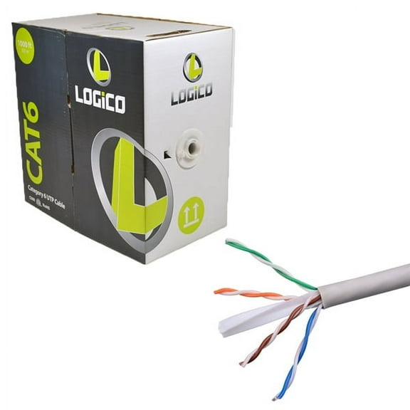 CAT6 CMR UTP Solid Copper Wires 1000ft 23AWG 550MHz Gray Ethernet Network Cable