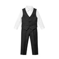 thumbnail image 2 of Ruyang Teen Boys Formal Suit V-Neck Vest Long Sleeve Shirt Dress Pants Sets Kids Slim Fit Suit for Wedding Graduation Dress Up, 2 of 4