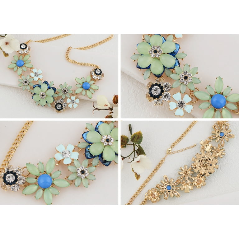 WOWORAMA Collana Statement Oro Massiccio Con Fiori - Girocollo Regolabile, Stile Boho Vintage, Gioiello Di Tendenza Per Festa E Matrimonio
