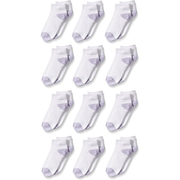 Fruit Of The Loom Girls 12 Pack Low Cut Socks, M, White - Walmart.ca