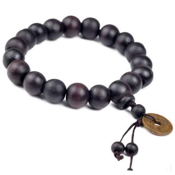 Men's Natural Wood Beads Bracelet, 12mm Black, Suitable as Gifts