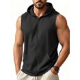 thumbnail image 2 of Men'S Workout Hooded Tank Tops Fashion Muscle Zip Up Sleeveless Hooded Slim Fit Gym Hoodie Black XL, 2 of 6
