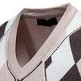 thumbnail image 5 of Handshe Men's V-Neck Sleeveless Knit Sweater Vest British Preppy Style Printed Vintage Argyle Elastic 2025 Fall Casual, 5 of 7