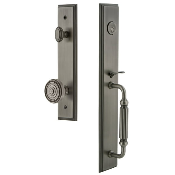Grandeur 845394 Carre Solid Brass Rose Keyed Entry Single Cylinder Full Plate "F" Grip