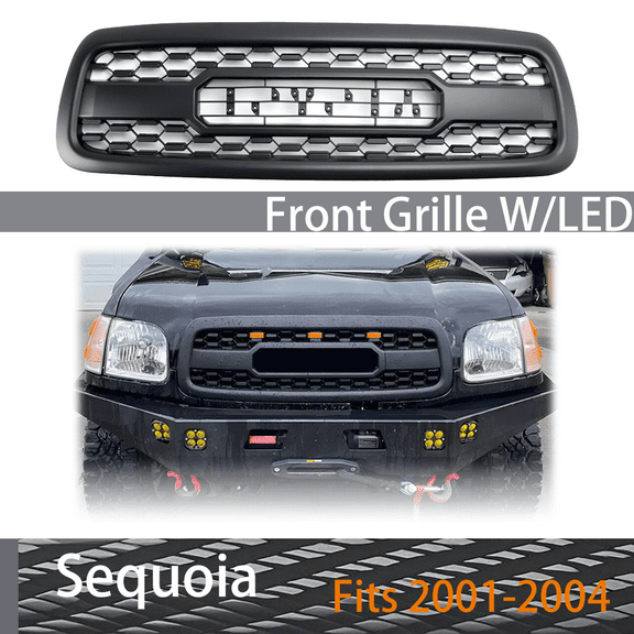 For Toyota Sequoia 2001-2004 TRD Style W/LED Front Grill