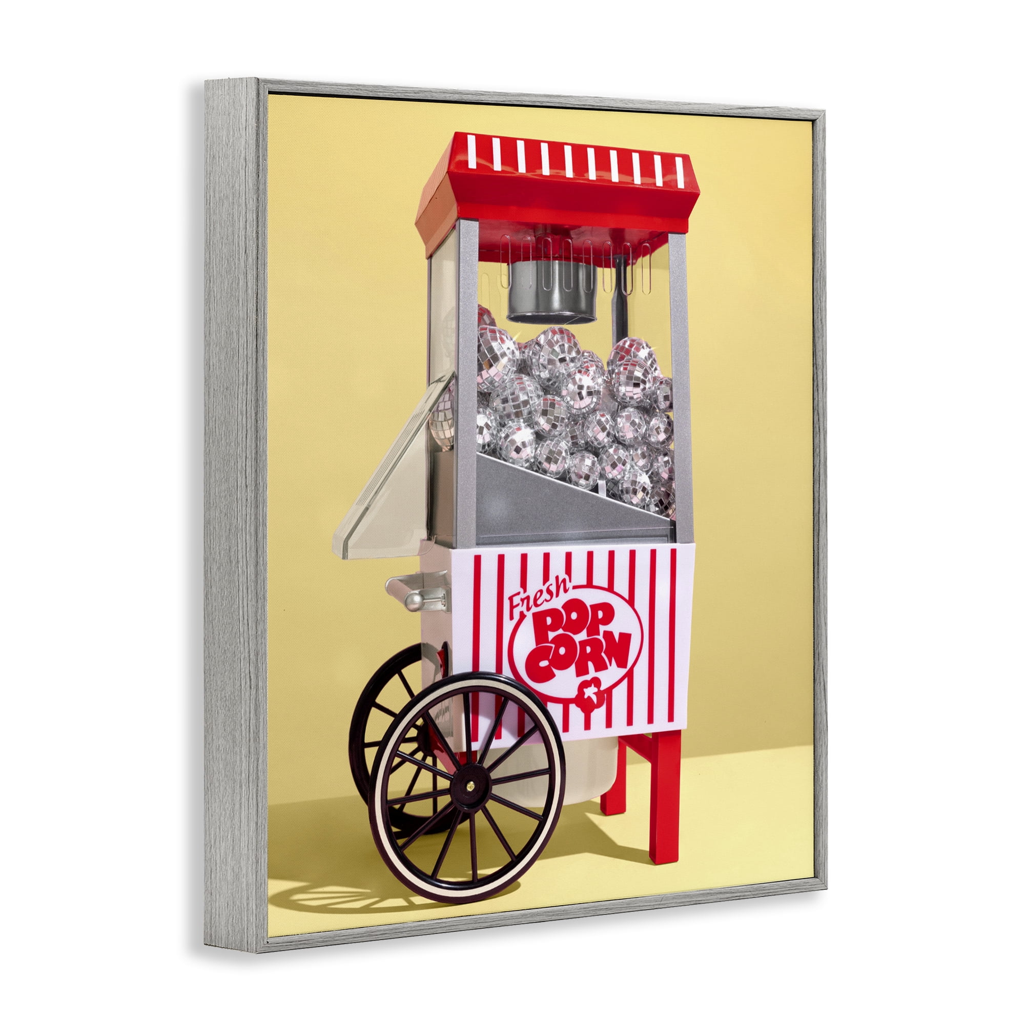 Stupell Industries Disco Popcorn over Yellow Gray Framed Giclee Art, design by LISH Creative