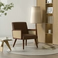 thumbnail image 3 of Hawsaiy Accent Chair with Rattan Arms, Living Room Chairs with Wood Legs, Modern Armchair for Bedroom, Lounge Chair Indoor for Reading Room Kitchen and Dining Room,Brown, 3 of 8