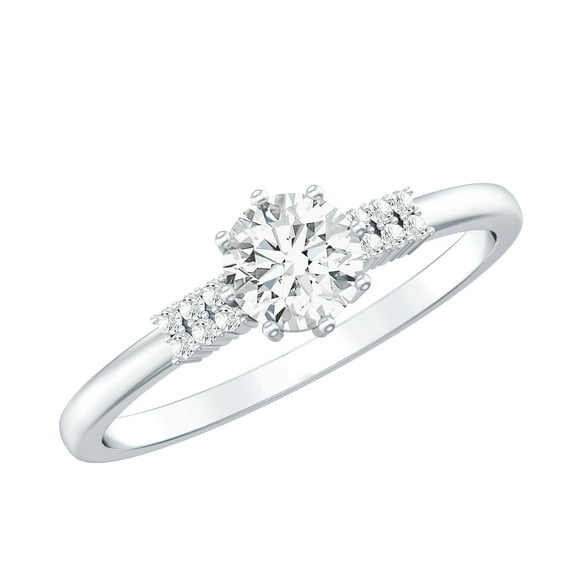 Rosec Jewels Lab Grown Diamond Promise Engagement Ring (5 mm, EF-VS Quality) - Ready to Gift, 925 Sterling Silver, US 4.00