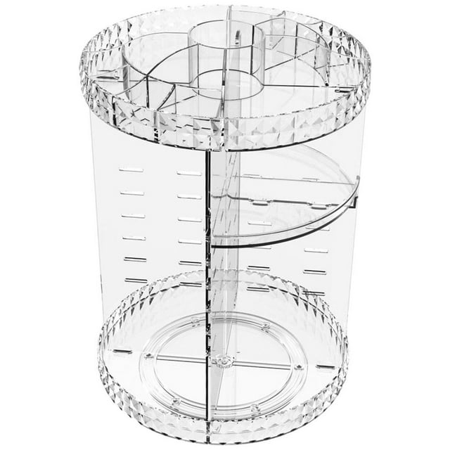 Caja de almacenamiento de cosméticos giratoria de 360 grados, organizador de maquillaje, estante de almacenamiento de cosméticos Borde de patrón de diamante jinwen Organizador de maquillaje
