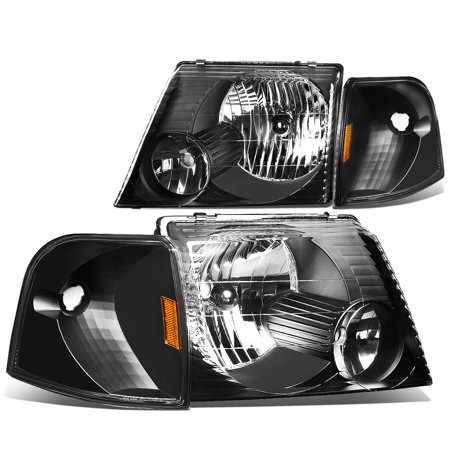 For 2002 To 2005 Ford Explorer 4pcs Black Housing Headlight Amber For 2002 To 2005 Ford Explorer 4pcs Black Housing Headlight Amber Corner Signal Lamp 03 04 Left Right