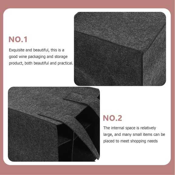 OUNONA Black Felt Wine Carrier Pouch with Divider for 4 Bottles and , and Stylish