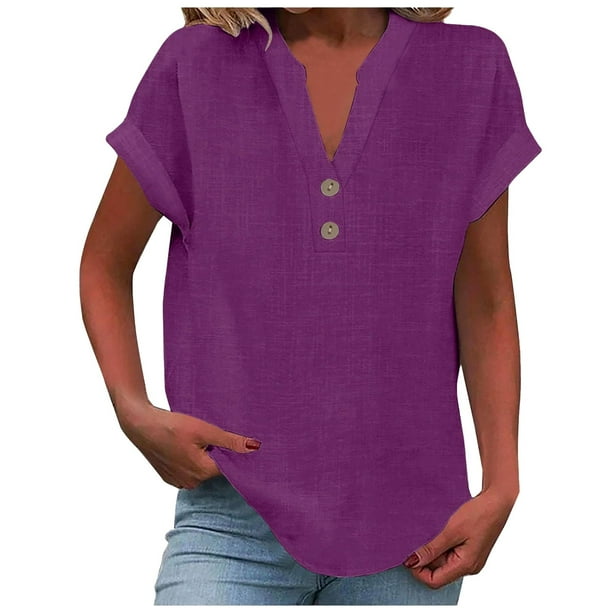 Camiseta sin mangas de verano holgada con cuello en V y pliegues para mujer: blusa fluida sin mangas con dobladillo curvo.