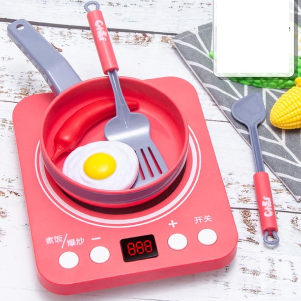 Cocina Infantil De Simulación – Placa De Inducción Y Utensilios Realistas, De Madera, 28,2 X 19,8 Cm, Juguete Educativo Para Niños Y Niñas