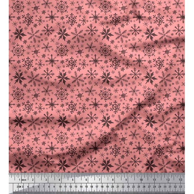 Soimoi Viscose Chiffon Fabric Snowflake Artistic Decor Fabric Printed Yard 42 Inch Wide