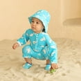 thumbnail image 6 of Hienoo Baby Boys Long Sleeve Full Coverage One-Piece Swimsuit Sunsuit and Matching Hat, Sizes 1-7, 6 of 8